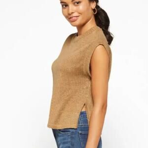 Modern Citizen Dawn Sleeveless Sweater Shell Vest, Tan, Size Medium